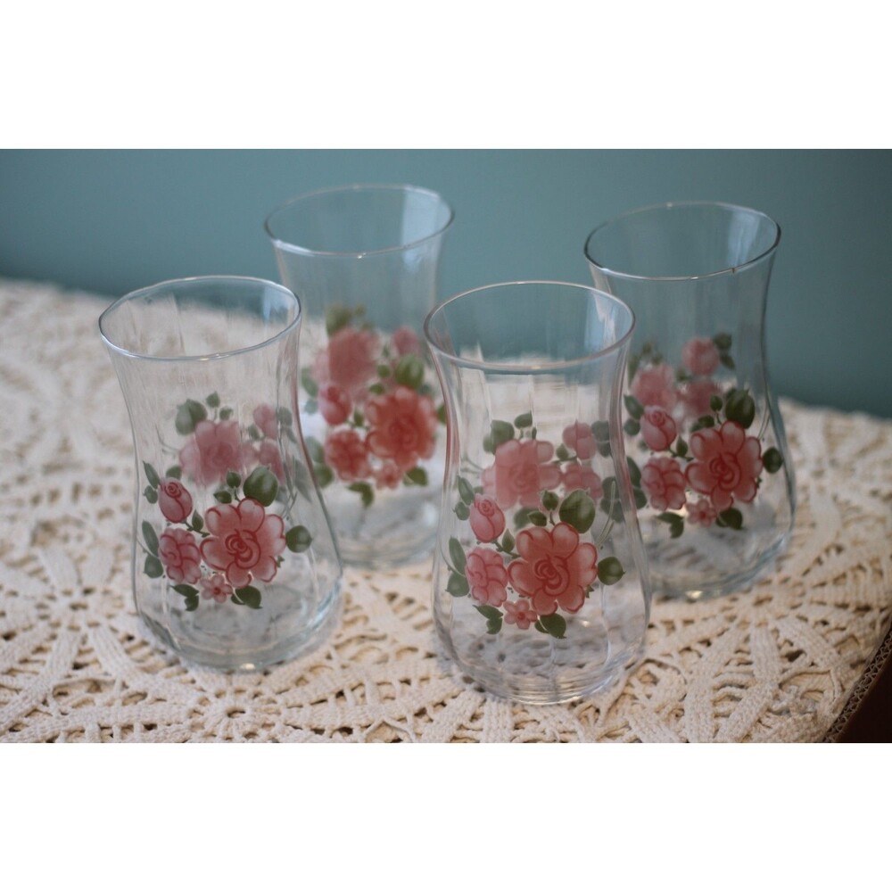 Set of 4 Gibson Roseland Flared Glassware Tumbler 22 oz. Retired Pattern